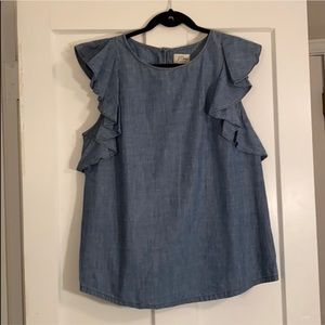 J. Crew denim flutter sleeve shirt 12T